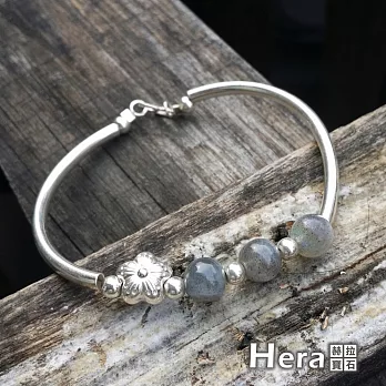 【Hera】925純銀手作天然拉長石圓珠梅花手環/手鍊(拉長石)