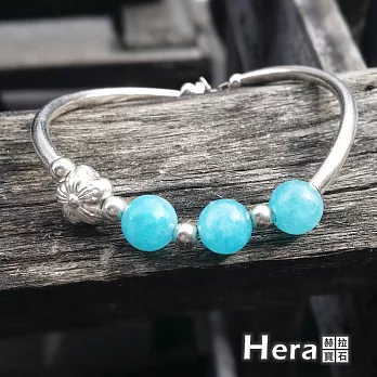 【Hera】925純銀手作天然海藍寶圓珠梅花手環/手鍊(海藍寶)