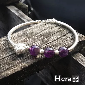 【Hera】925純銀手作天然紫水晶圓珠梅花手環/手鍊(紫水晶)