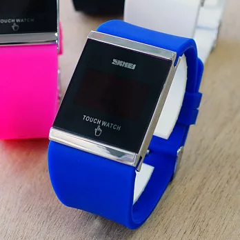 【SKMEI】繽紛果凍LED多彩時尚觸控智能電子錶/觸控錶(藍色)