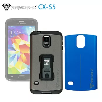 ARMOR-X CX-S5 堅硬防撞手機殼 for Samsung S5(附兩色背蓋) 灰/藍