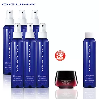 OGUMA水美媒1．7．3噴年輕配方(水美媒160ml X6瓶加送環保瓶160ml X1瓶.肌源新蔘煥膚霜55g X1)