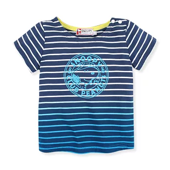【SNOOPY】史努比圖案條紋上衣100深藍