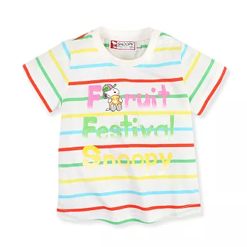 【SNOOPY】繽紛字母彩色橫紋上衣130白