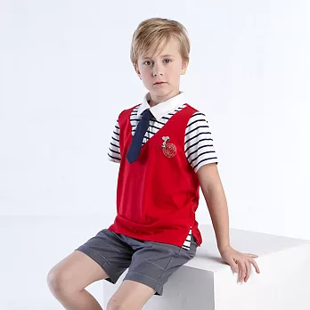 【SNOOPY】小紳士領帶假兩件有領上衣150紅