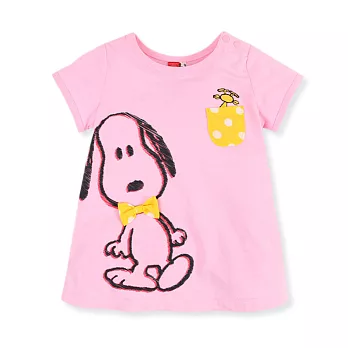 【SNOOPY】史努比拼接圓點口袋上衣90粉紅