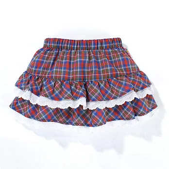 【SNOOPY】格紋蛋糕雙層荷葉短裙100藍