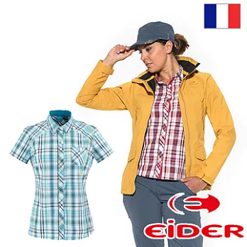 法國【EiDER】女排汗透氣抗UV短袖襯衫 / 5EIV3053M水滴藍綠