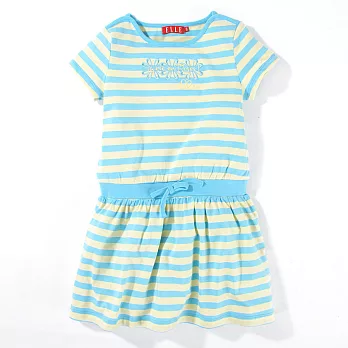 【ELLE】繽紛條紋蝴蝶結抽繩洋裝120水