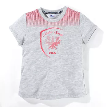 【FILA】老鷹印花圓領上衣145麻灰