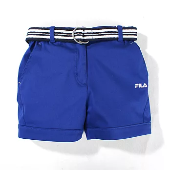 【FILA】條紋腰帶休閒短褲145藍