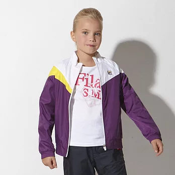 【FILA】三色拼接F標風衣外套135紫