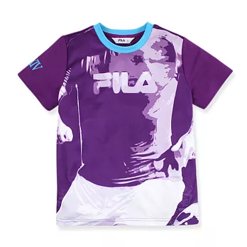 【FILA】足球運動風男孩BODY圓領衫160以上紫