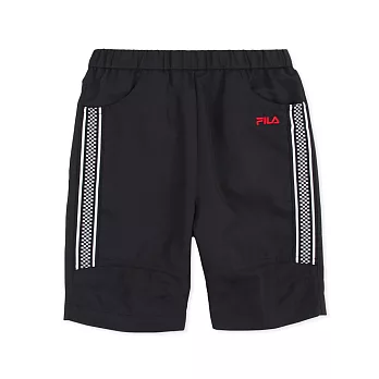 【FILA】格子線條素面六分褲100黑