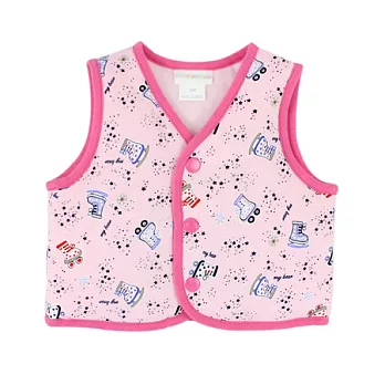 【愛的世界】溜冰小女童系列純棉舖棉兩面穿背心-台灣製-80淺粉色