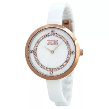 NATURALLY JOJO 炫幻仙杜瑞拉晶鑽腕錶-玫瑰金X白