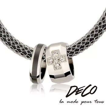 DECO X MASSA-G【璀璨十字】黑墬搭配X1合金鍺鈦項鍊古銅金-47cm