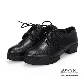 EOWYN．歐美時尚裸靴學院風綁帶百搭圓頭休閒平底粗跟包鞋EMD01684-73/3色/34-39碼現貨+預購黑色34