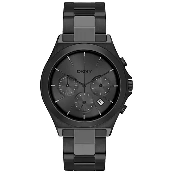 DKNY 夜幕低垂三眼計時都會腕錶-黑