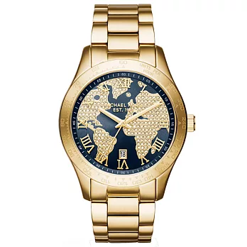Michael Kors 世界之窗晶鑽腕錶-金