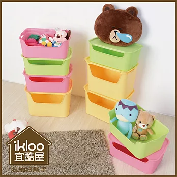 【ikloo】日系可疊式馬卡龍收納箱(3入組)-粉綠黃
