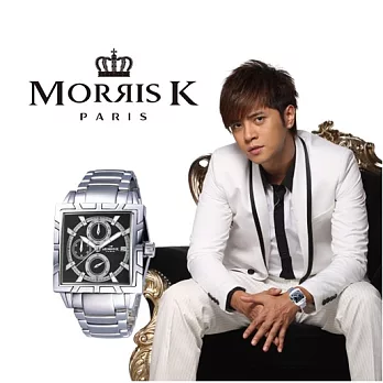 【MORRIS K】限量 潮流悍將三眼流行(男錶)- 個性銀黑 MK09011-CA20