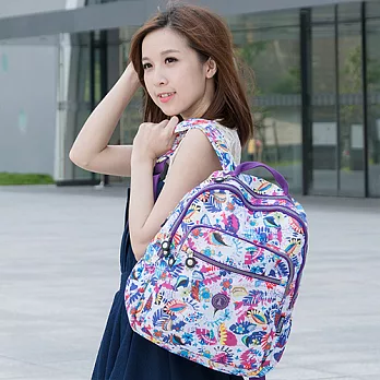 冰山袋鼠 防水大空間後背包-花漾紫-0017