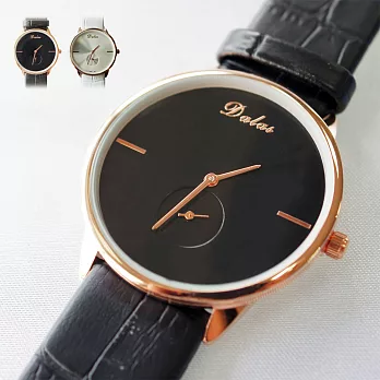 【Dalas】8010韓版簡約 小秒造型皮帶腕錶(黑色)