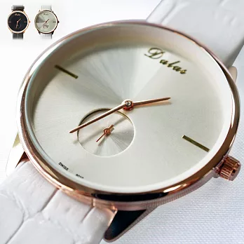 【Dalas】8010韓版簡約 小秒造型皮帶腕錶(白色)