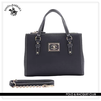 SANTA BARBARA POLO.聖大保羅 - 幸福微糖系列 肩背/斜背兩用金屬釦鍊立方包- 經典黑