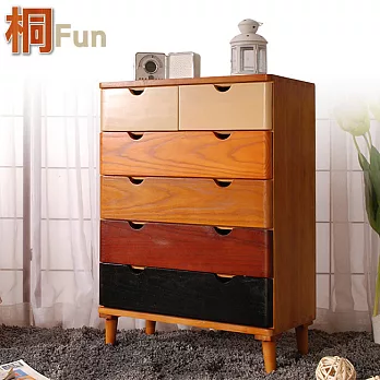 【桐趣】木器時代6抽實木收納櫃
