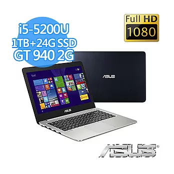 ASUS K401LB-0021A5200U 14吋FHD i5-5200U NV940 2G獨顯 金屬輕薄美型筆電