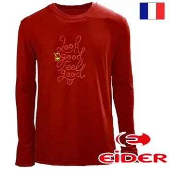 法國【EiDER】男排汗透氣長袖圓領衫 / EIT1531S紅岩色