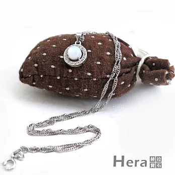 【Hera】簡約時尚白月光石項鍊/墜子/珠寶(純銀鍍K)