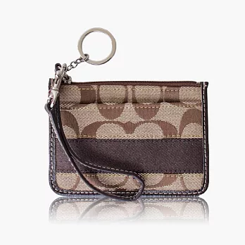 【COACH 零錢收納】織布 / 鑰匙圈 / 零錢包_卡其咖