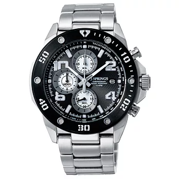 J.SPRINGS系列伊斯坦堡三眼計時時尚腕錶-黑X銀