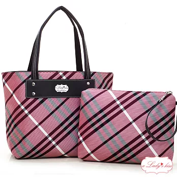 【a Lady ’s真皮】英倫下午茶托特包中包(紫紅)