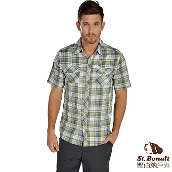 【聖伯納 St.Bonalt】男-3M吸濕排汗快乾短袖格子襯衫(4054)S綠色格子