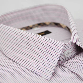 【金安德森】經典格紋繞領紫粉條紋短袖襯衫15紫粉色