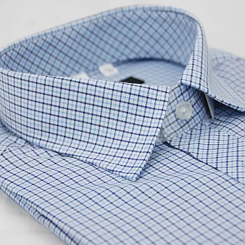【金安德森】藍色交錯格紋窄版短袖襯衫15藍色