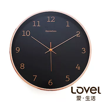 LOVEL 30cm燕尾黑鋁框靜音壁掛時鐘(S721BK-RG)