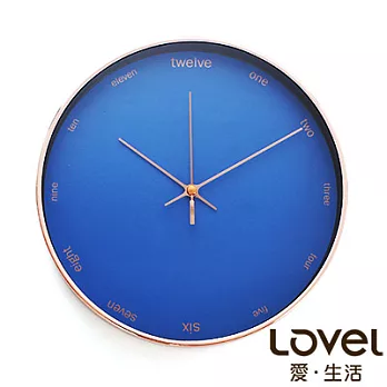 LOVEL 25cm神祕海洋藍鋁框靜音壁掛時鐘(722GD-BK)