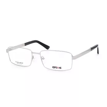GRIXE 輕量鈦合金 商務方框平光眼鏡1012-C3銀