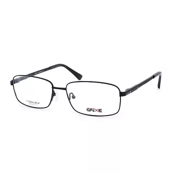 GRIXE 輕量鈦合金 商務方框平光眼鏡1015-C1黑