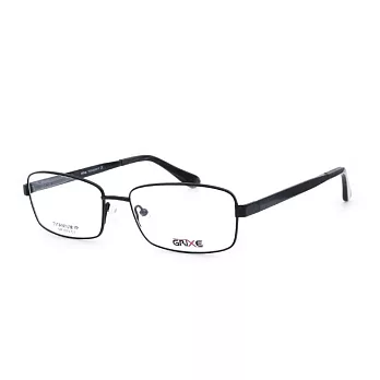 GRIXE 輕量鈦合金 商務方框平光眼鏡1020-C1黑