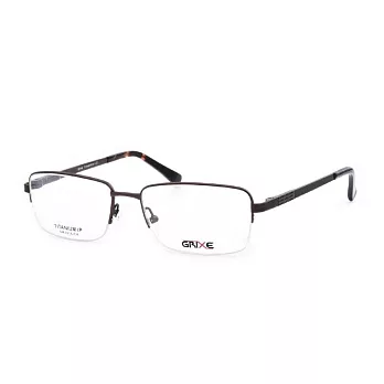 GRIXE 輕量鈦合金 商務半框平光眼鏡1014-C4咖啡