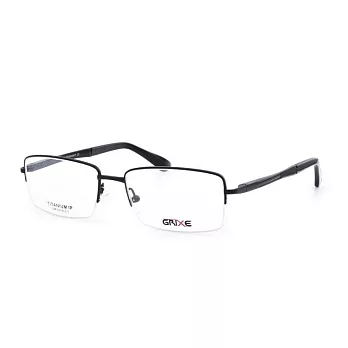 GRIXE 輕量鈦合金 商務半框平光眼鏡1019-C1黑