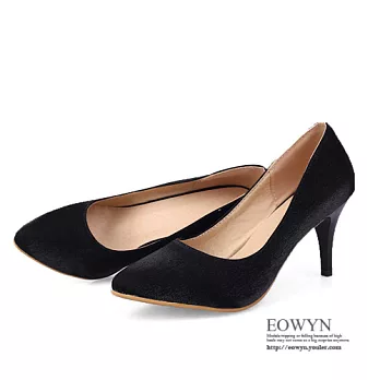 EOWYN.韓版時尚包鞋尖頭顯瘦新娘鞋百搭簡約細高跟鞋EMD01418-56/4色/34-39碼現貨+預購黑色34