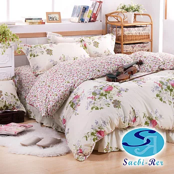 【Saebi-Rer-花妍戀曲】台灣製活性柔絲絨加大六件式床罩組