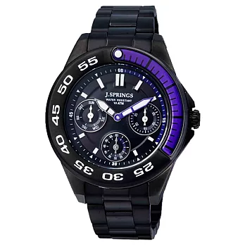 J.SPRINGS系列八度空間三眼計時時尚腕錶-紫X黑